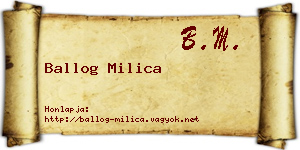 Ballog Milica névjegykártya